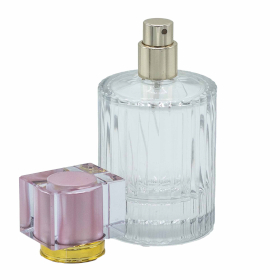 Frascos de vidrio para perfume con pulveridaor y tapa rosa 50 ml