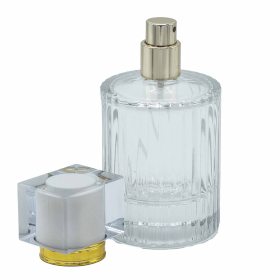 Frascos de vidrio para perfume con pulveridaor y tapa blanco 50 ml