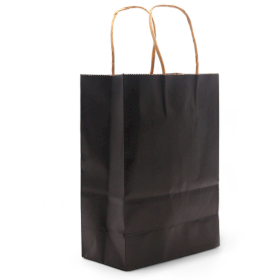 Bolsa de Papel con Asa Gran Tamaño (26x32x12cm) - Negra (130g)