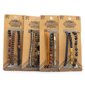 Set de Pulseras para Hombre - Negro y Tostado