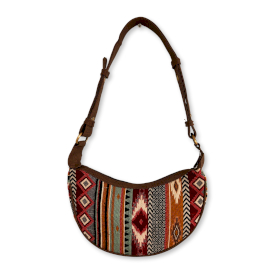 Bolso Hobo de Jacquard - Tonos Marrones Intensos (correa marrón)