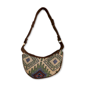 Bolso Hobo de Jacquard - Geo-Verde (correa marrón)