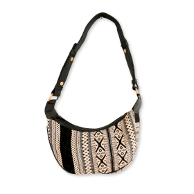 Bolso Hobo de Jacquard - Gris Metro (correa negra)