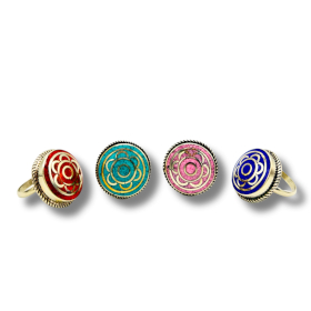 4x Anillo redondo estilo nepalí (4 colores)