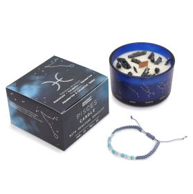 Vela de Cristal del Zodiaco con Pulsera de Piedras Preciosas - Piscis