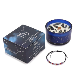 Vela de Cristal del Zodiaco con Pulsera de Piedras Preciosas - Virgo