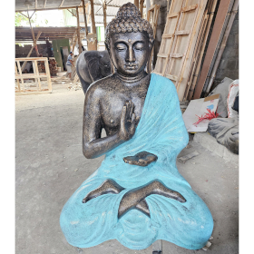 Gran Buda de Turquesa y Piedra Meditación en Stupa - 1.5m