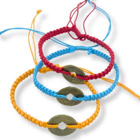 Pulseras de la Amistad Hechas a Mano - Moneda Feng Shui de la Suerte (surtido)