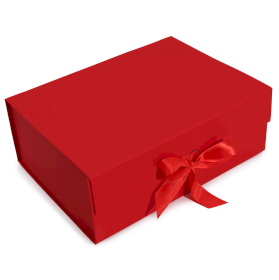 Caja de regalo plegable con Lazo - 33x25x12 cm - Roja